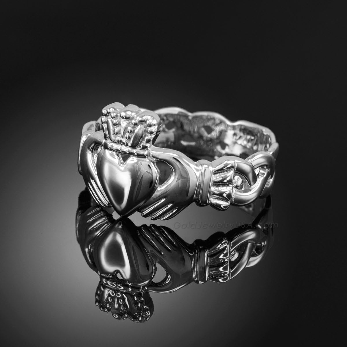 .925 Sterling Silver Claddagh Friendship, Engagement, or Wedding Ring with Trinity Knot Band