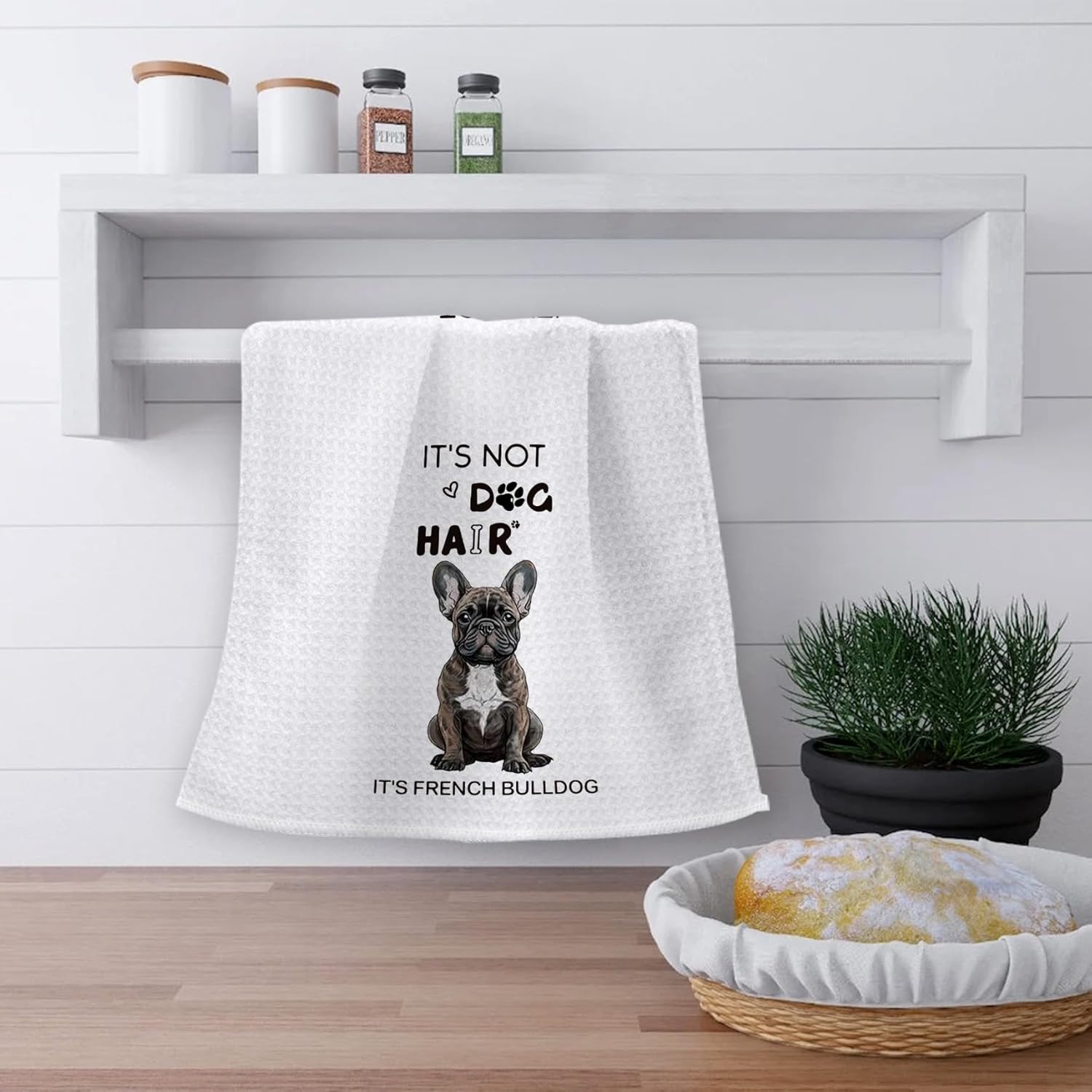 OHSUL Funny French Bulldog Kitchen Towels Set of 2, French Bulldog Gifts for Dog Lovers, Life is Better Hand Dish Towel, It's Not Dog Hair Decorative Hand Dish Towel for Kitchen Bathroom 16x24 Inch - Image 3