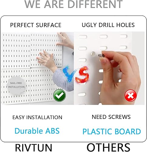 Miniatura 5 de Paquete de 8 paneles de plástico de 22 x 44 pulgadas, tableros organizadores modulares duraderos para almacenamiento en pared, garaje, taller y sala