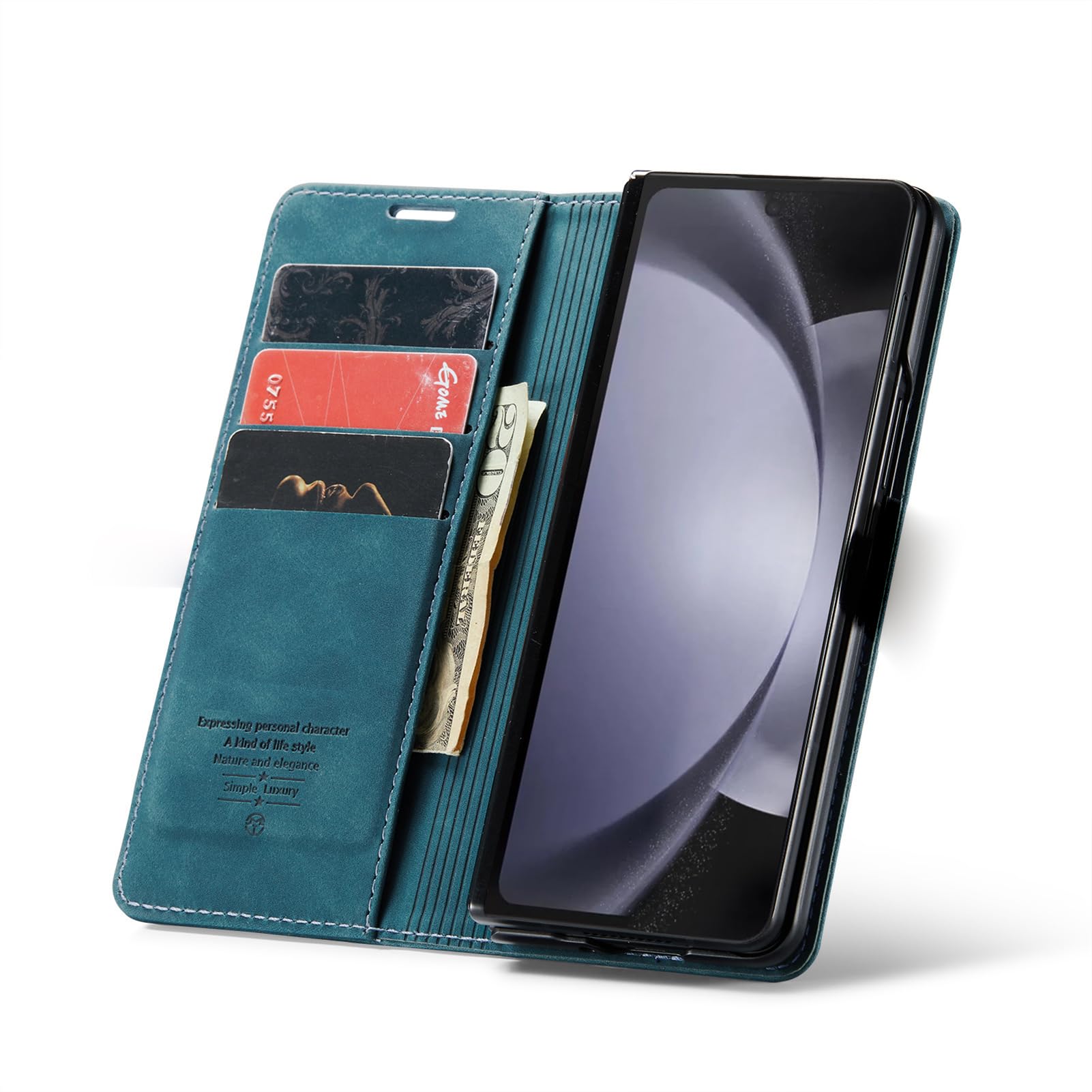 Custodia A Portafoglio For Samsung Galaxy Z Fold 8 Ultra, Pelle Smerigliata Flip Folio Funzione Stand Cover Business Antiurto Protezione Bordo Rialzato Guscio Interno(Blue)