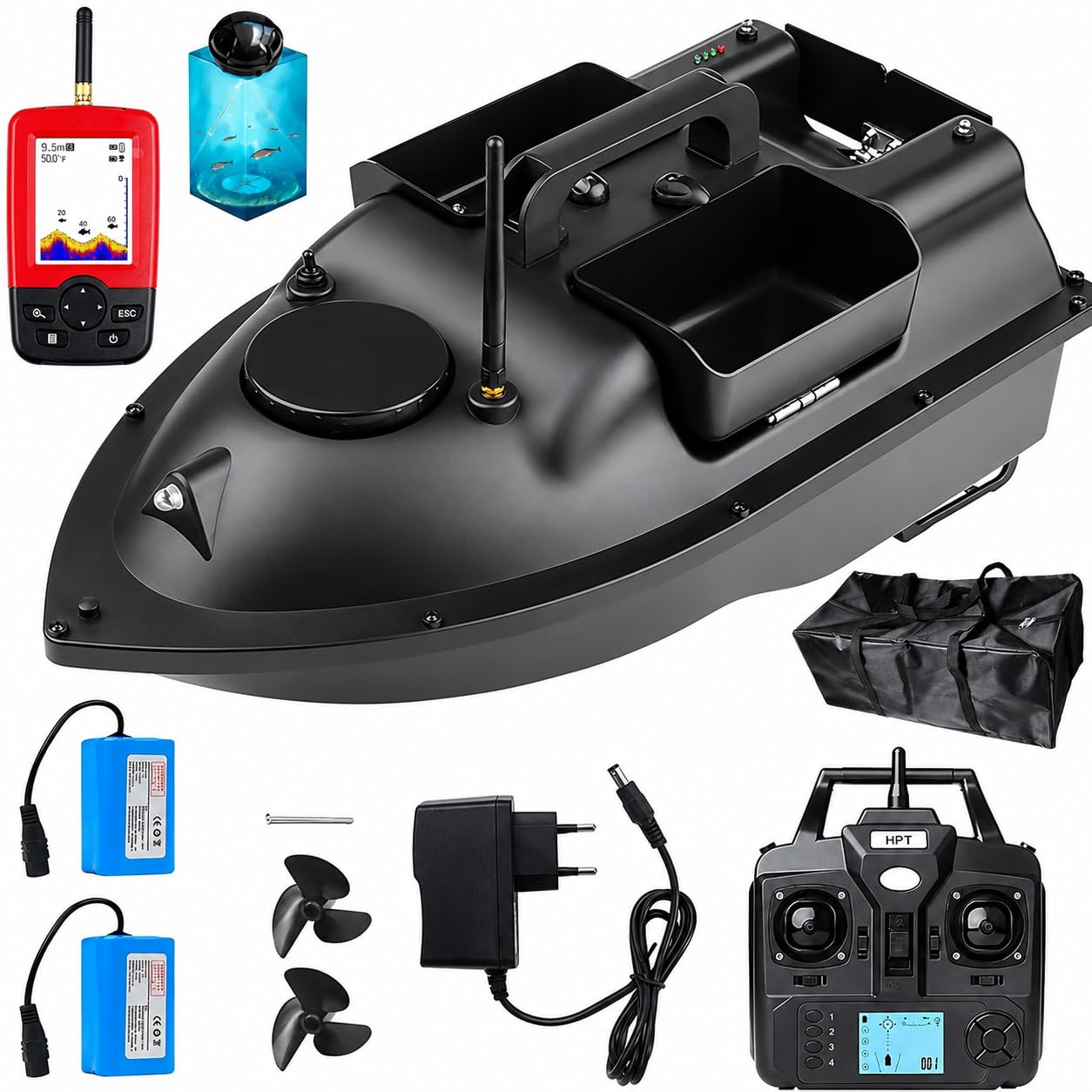 Bateau d'appât RC pour carpe avec GPS et éco-sondeur de haute précision - 8