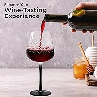 Vista 5 de MIAMIO Copas de vino de cristal premium, juego de 4 con tallo largo negro Colección Crystaluna (vino tinto)