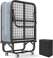 SuchownDiret 75x31 Folding Bed with 5" Memory Foam Mattress - Portable Rollaway Guest Bed, Sturdy Metal Frame, Lockable Wheels