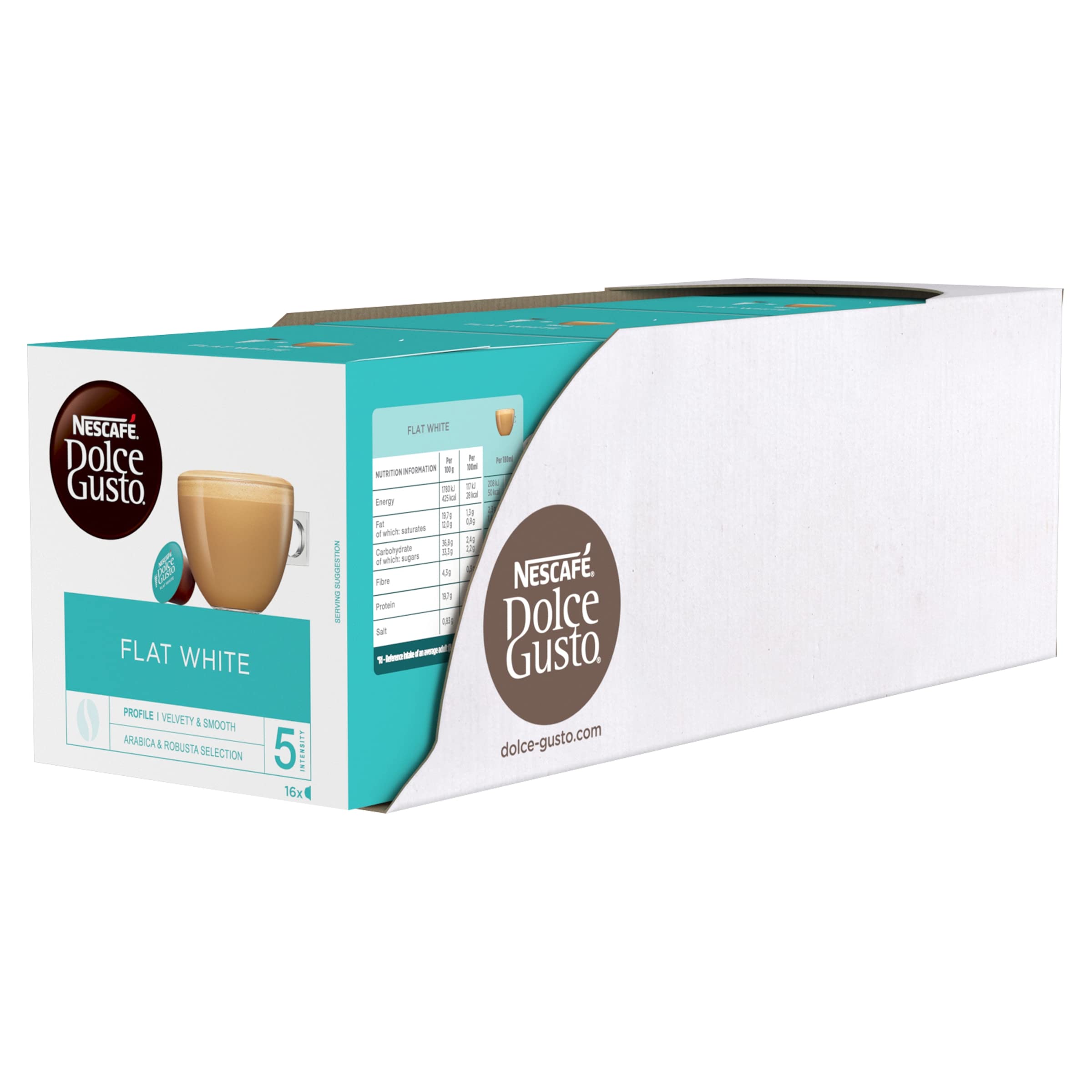 Nescafe Dolce Gusto Flat White Coffee Pods (Pack of 3, Total 48