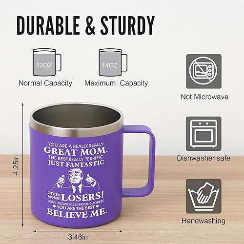 Miniatura 4 de NOWWISH Regalos para el día de la madre para mamá de hija e hijo, taza de café con texto en inglés "You're A Really Great Mom", regalos de