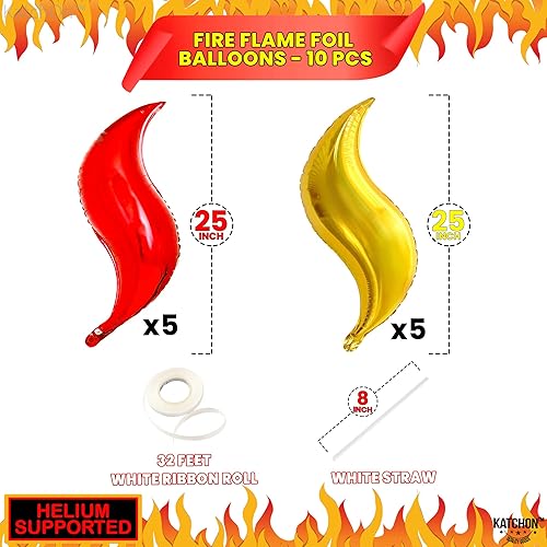 Miniatura 4 de KatchOn Globos de fuego grandes, decoraciones de llama de 25 pulgadas, juego de 10 para fiestas de cumpleaños de adultos