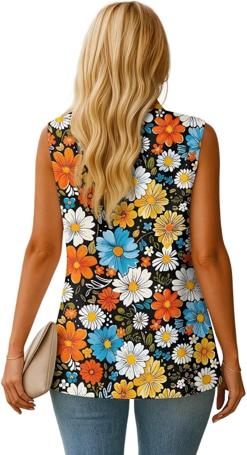 2026 Women Summer Waistcoats Sleeveless with Pockets Loose Ladies Blazer Dressy Button Work Office Suit Vest