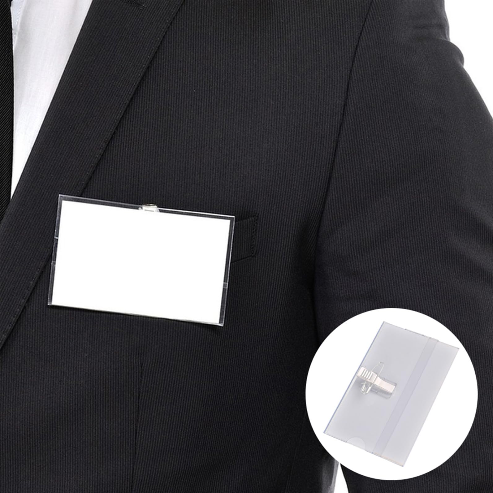 Porta Tesserino Trasparente Doppia Faccia in Pvc 100 Pezzi con Clip