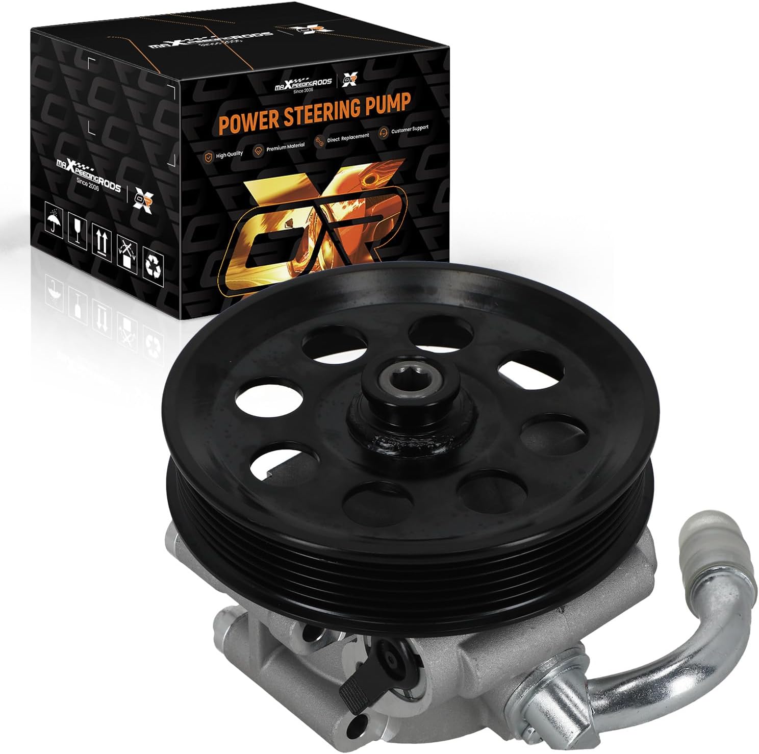 Power Steering Pump with Pulley for Ford Expedition 2011-2014, for Lincoln Navigator 2011-2014, V8 5.4L, Replace# 20-5204, 205204, BL1Z3A696A, BL143A696AA