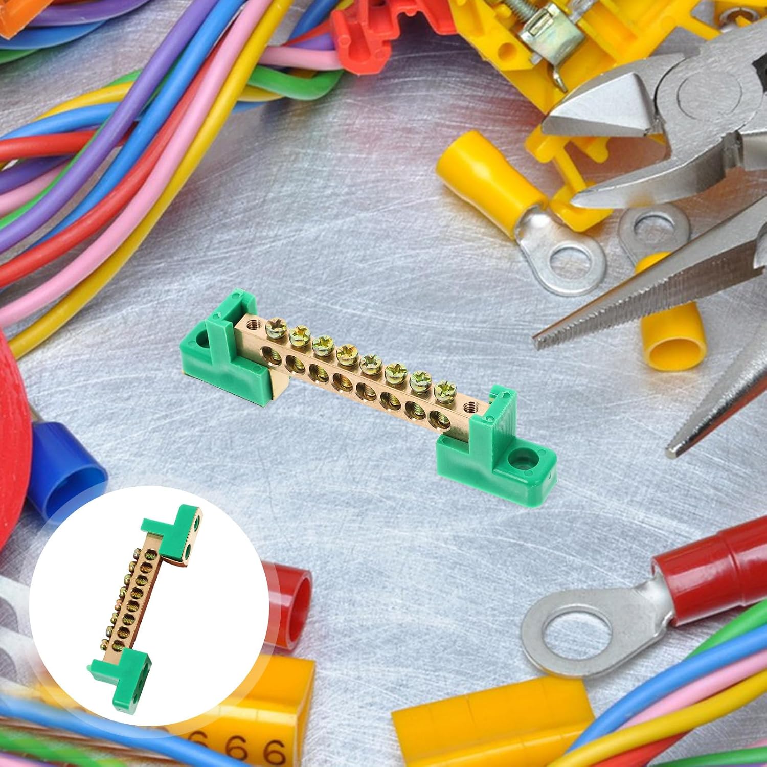 5Pcs Copper Wire Terminal Block Ground Bar 8-Position Screw Terminal Electrical Connector for Distribution Box Wiring