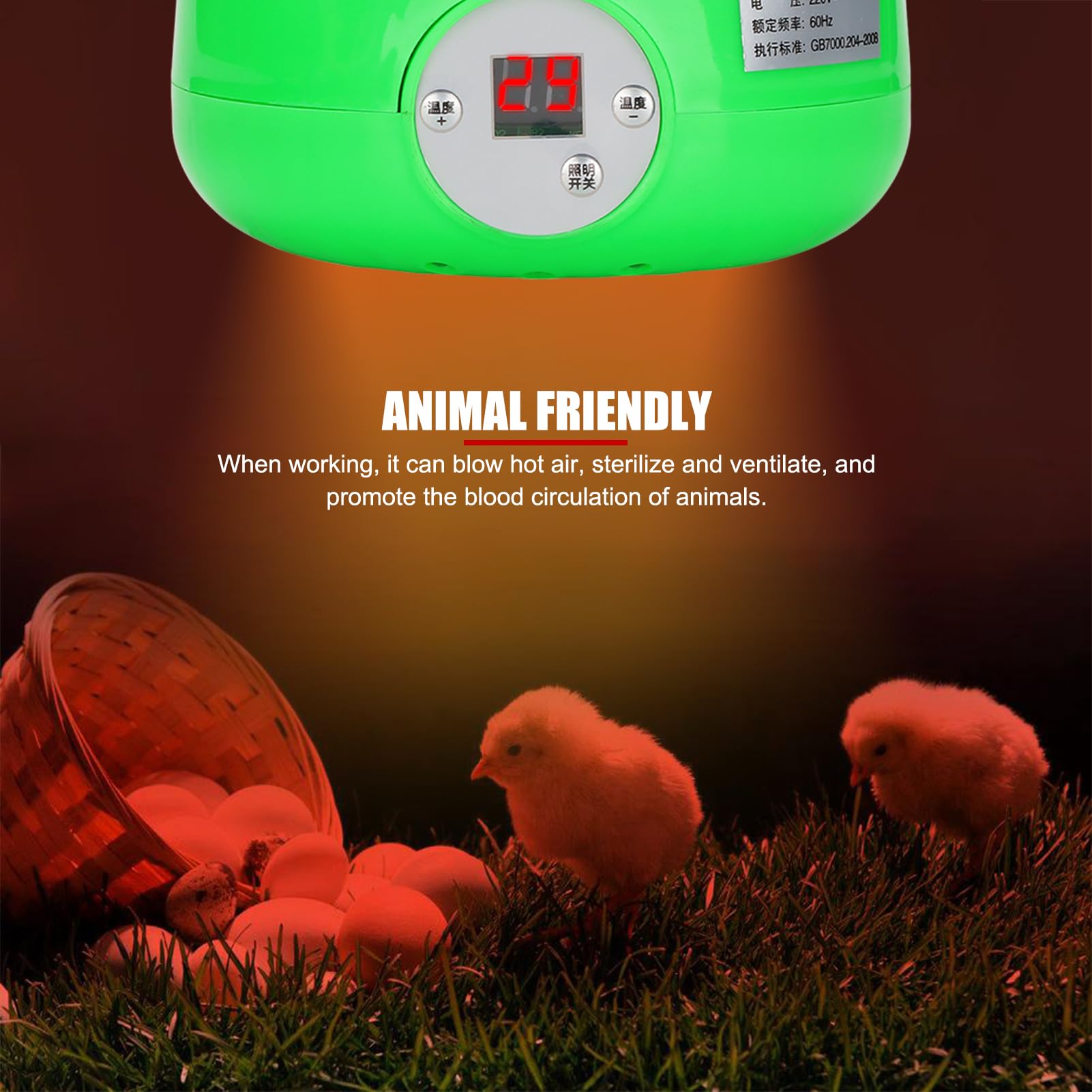 E27 300W Lámpara de calefacción para gallinero con control de temperatura LCD, ajustable 28-35℃, luz cálida y ventilación para aves de corral, patos, gansos, reptiles y animales pequeños