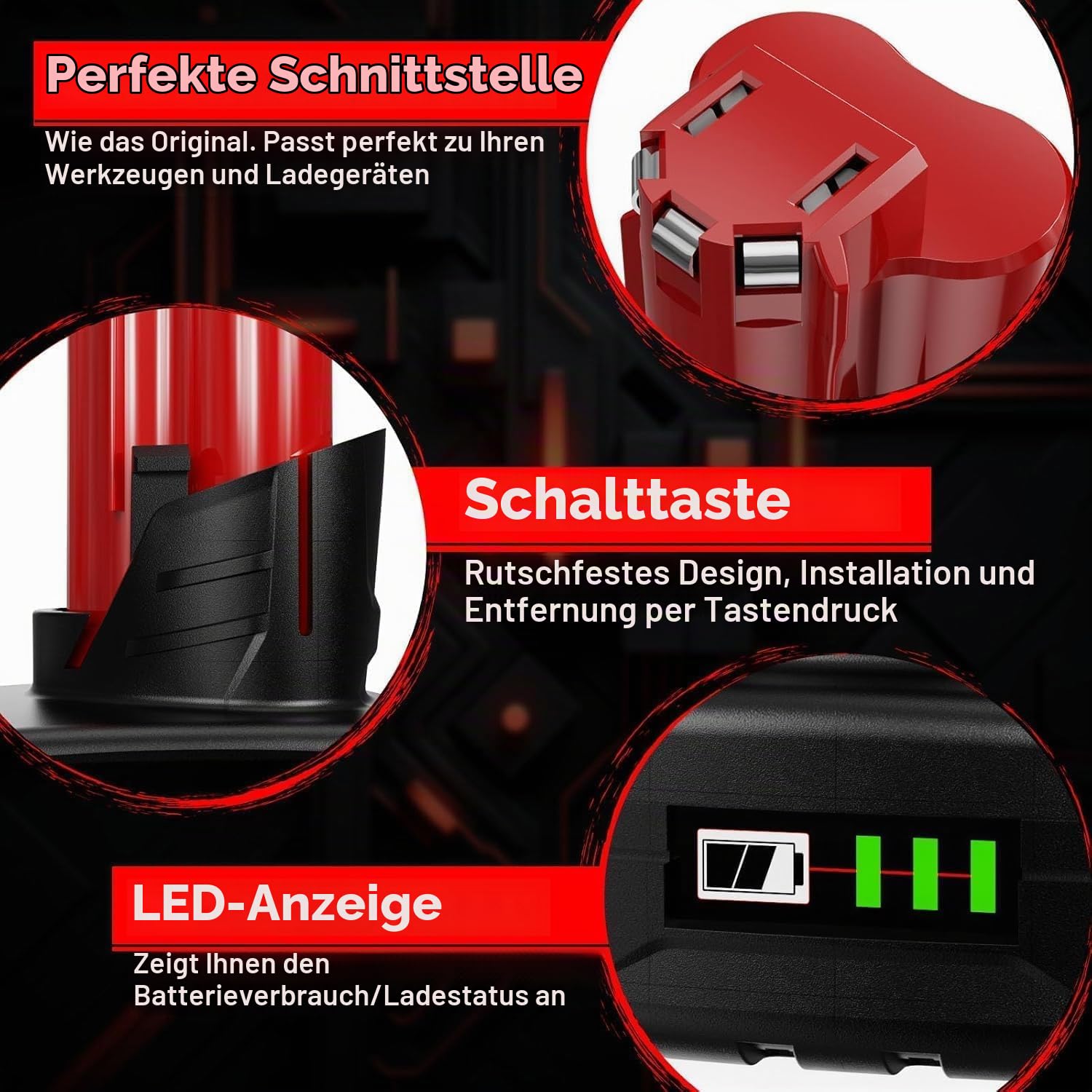 2X 8.0Ah Akku für Milwaukee M12, Powtree Ersatzakku für Milwaukee 12V | Li-ion Akku M12B 48-11-2411 48-11-2440 48-11-2402 48-11-2460 Werkzeuge mit LED Anzeige