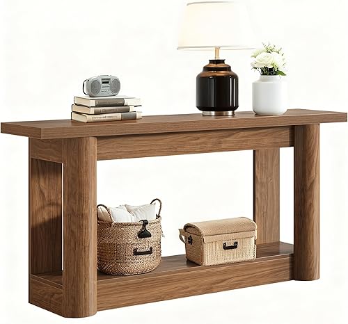 Miniatura 7 de Tribesigns Mesa consola estrecha de 63 pulgadas, mesa de entrada larga de almacenamiento de 2 niveles, muebles de vestíbulo para sala de estar,