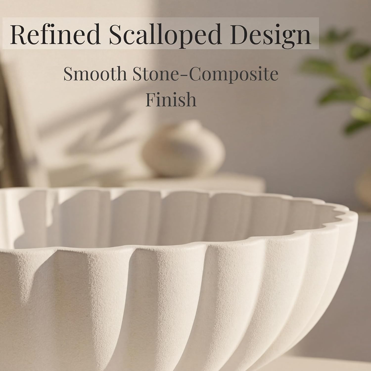 White | Fruit Bowl | Large Decorative Concrete Bowl Design for Modern Home Decor | 12 Inch Key Bowl and Entryway Organizer | Fruit Basket for Kitchen Counter | Frutero Moderno para Cocina
