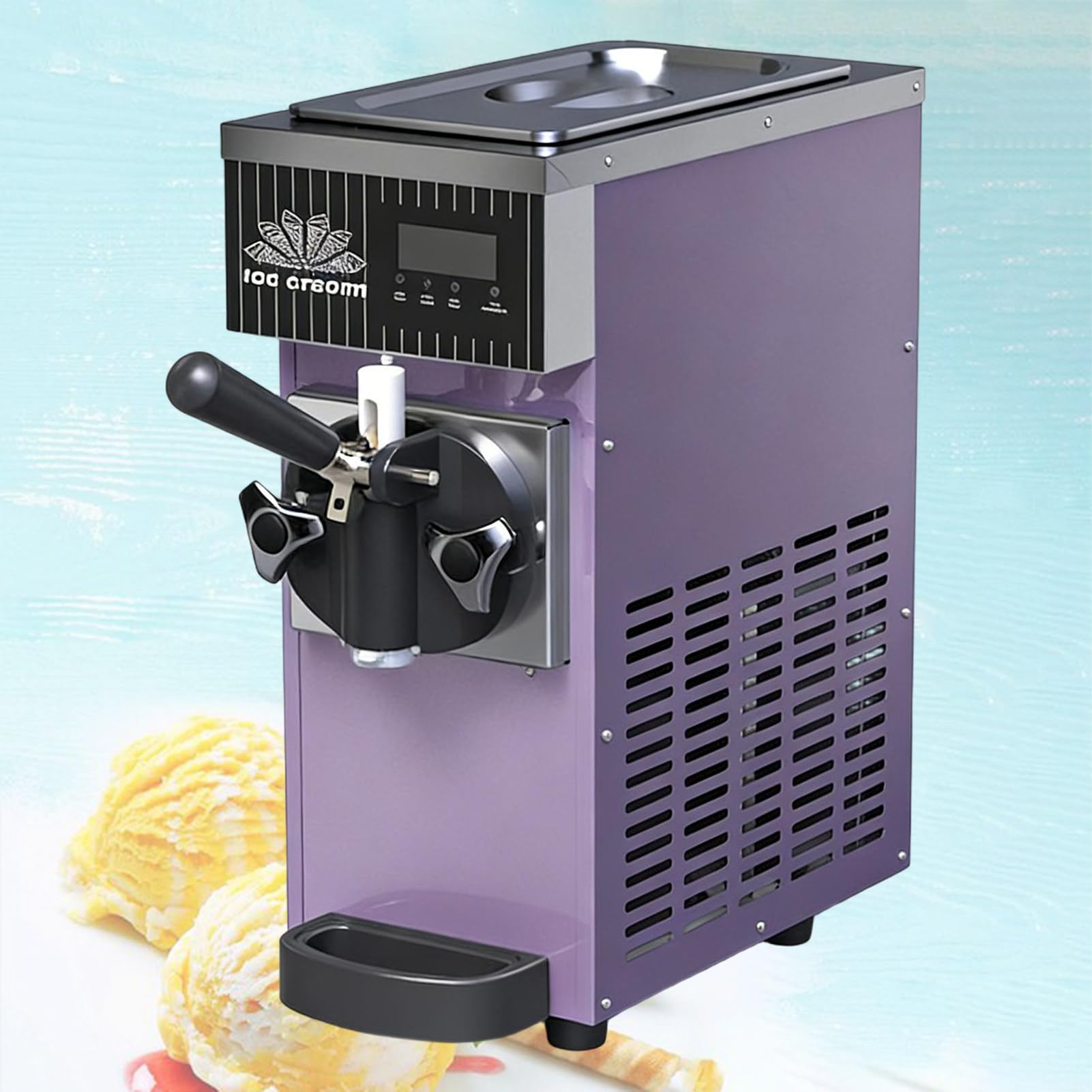 ROGHA Soft Serve Ice Cream Machine for Home,Countertop Soft Serve Ice Cream Maker, With Pre-Cooling,Auto Clean,Soft Serve Maker Single Flavor Soft Serve Ice Cream Machine Purple
