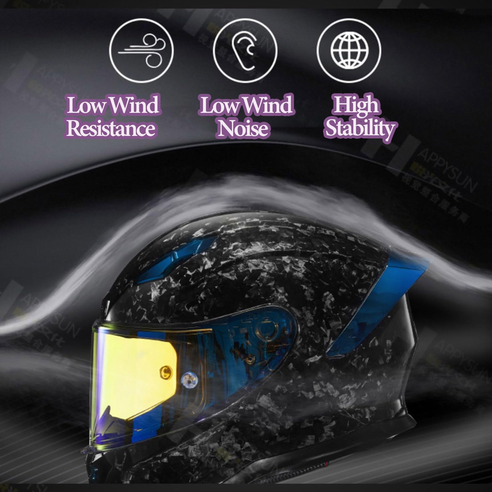 Casco Integral de Fibra de Carbono Adulto Ligero Casco de Visera Integral con alerón Moto Compatible con Deporte Moto de Calle Dot ECE Hombre Mujer Modelo