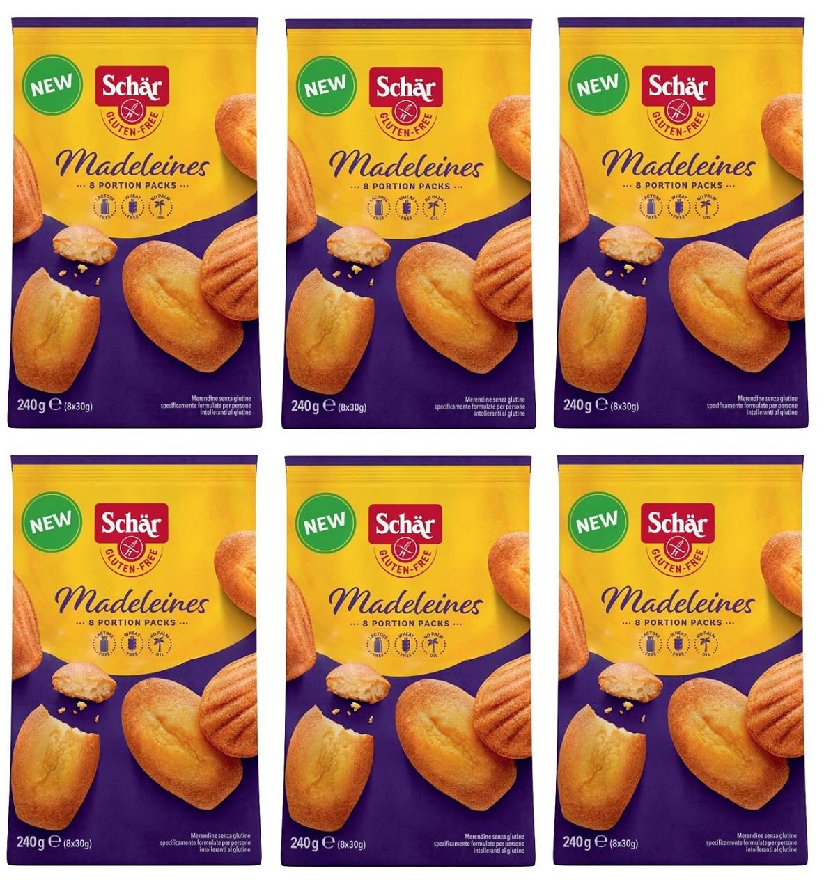 Schär Gluten Free Madeleines Merendina - Snack sin gluten (6 unidades, 240 g)