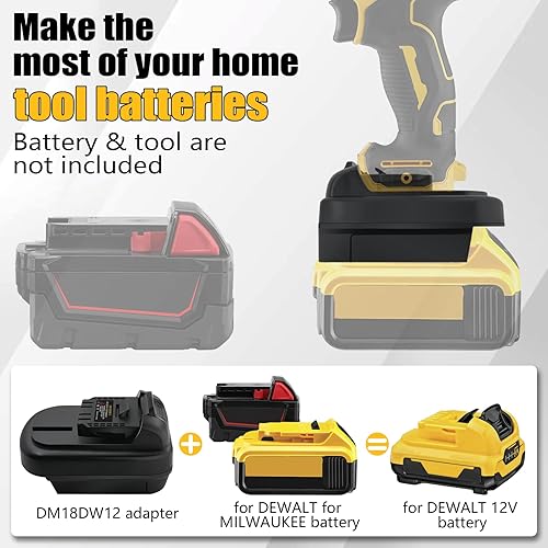 Miniatura 3 de Fybemax para Dewalt 20V a 12V MAX Adaptador de batería, para Milwaukee M18 18V a para Dewalt 12V Convertidor, Convertir Batería de 18V20V a
