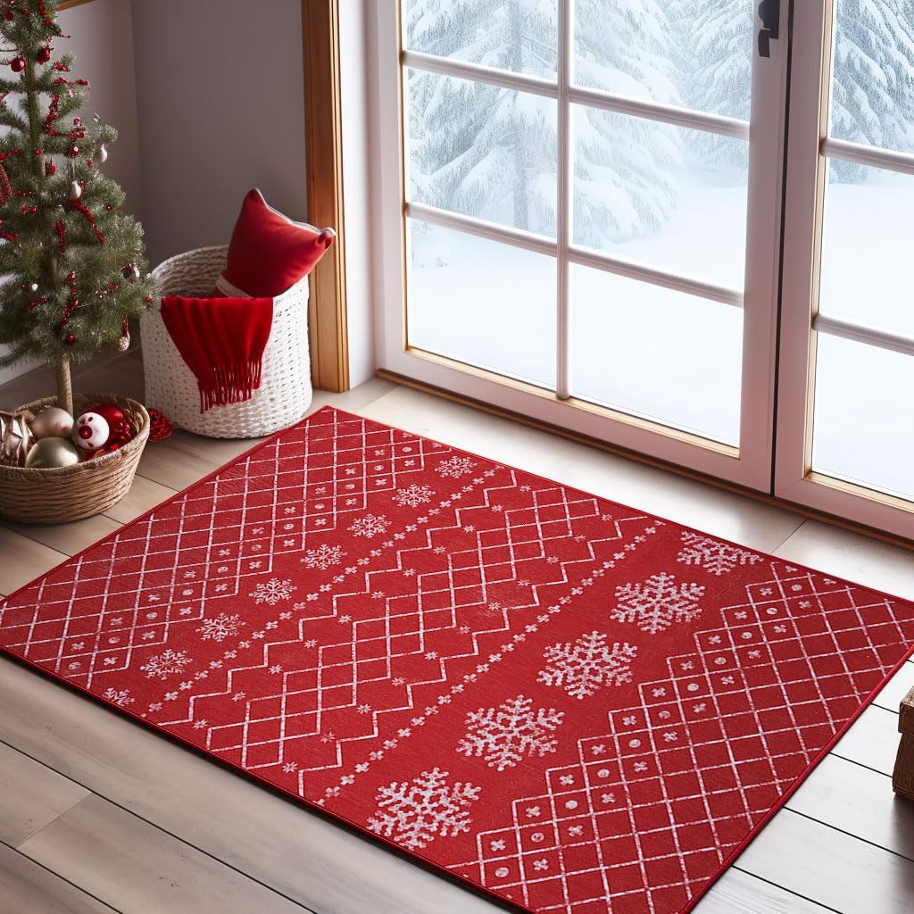 COLLACT Christmas Rug 2x3 Entryway Rug Doormat Washable Rug