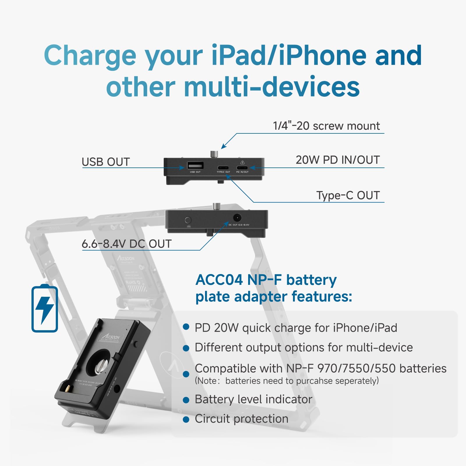 Cage Accsoon PowerCage Pro II para iPad Pro de 12.9 Cage Accsoon PowerCage Pro II para iPad Pro de 12.9
