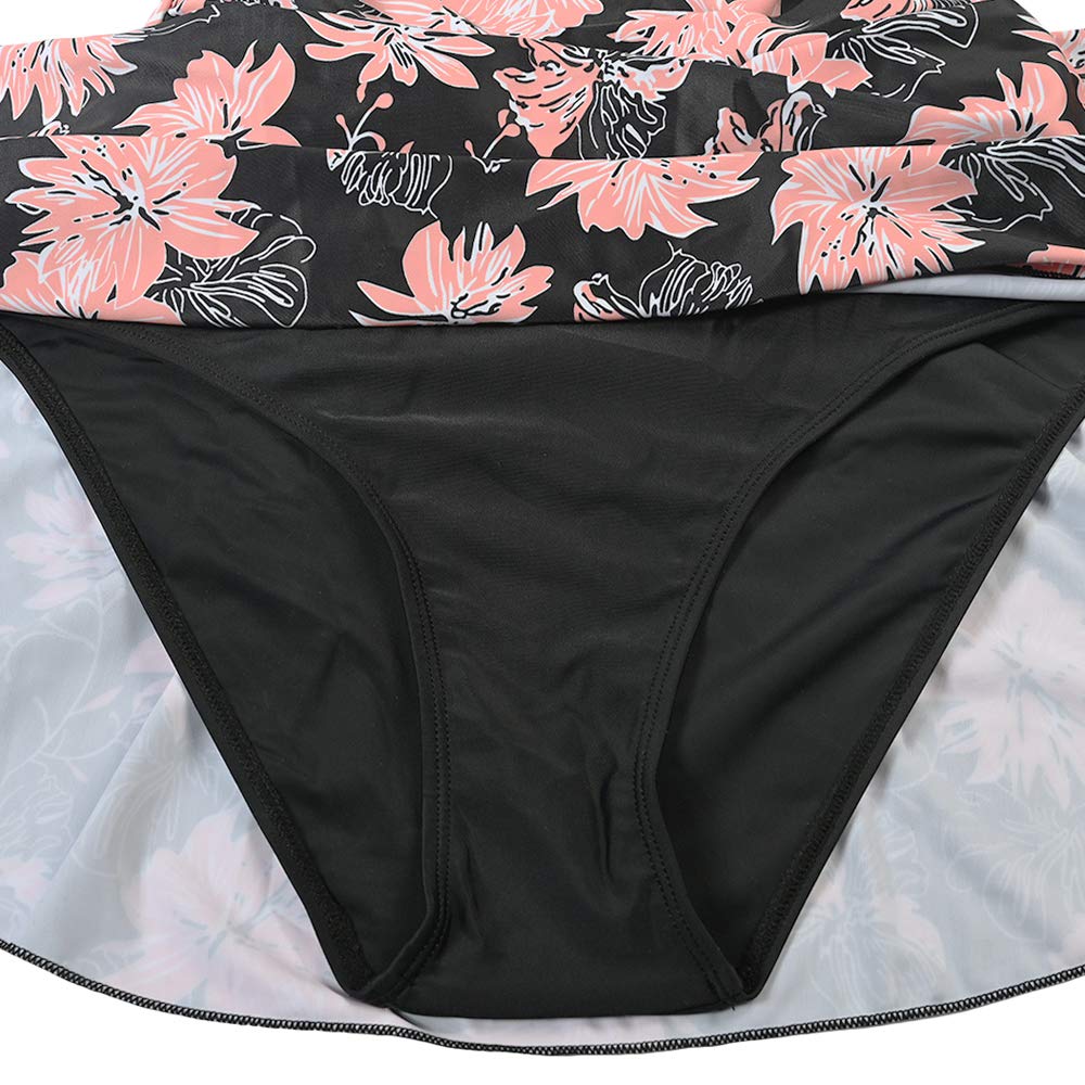 Bañador de una Pieza para Mujer Cintura Alta con Control de Barriga con Pantalones Cortos Estilo Retro con Cuello Halter