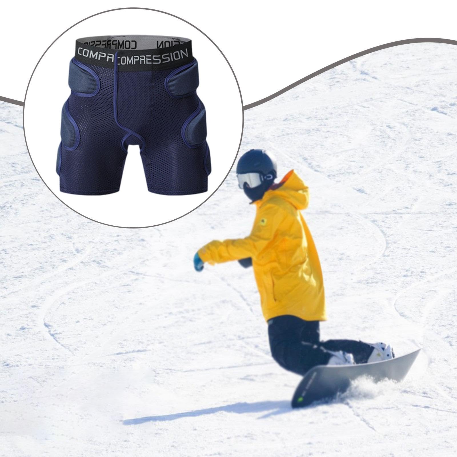 Short de Protection Rembourré 3D pour Hanches - Pantalon Sport Ski Snowboard Roller - Coussin de Sécurité- S