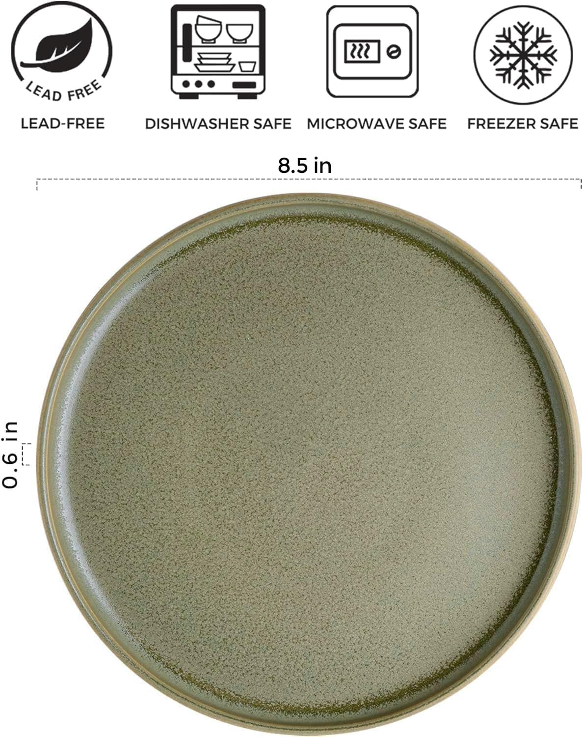AmorArc Set di 6 piatti da insalata in gres porcellanato, 20 cm, reattivi opachi, set di piatti moderni per cucina, forno a microonde, lavabili in lavastoviglie