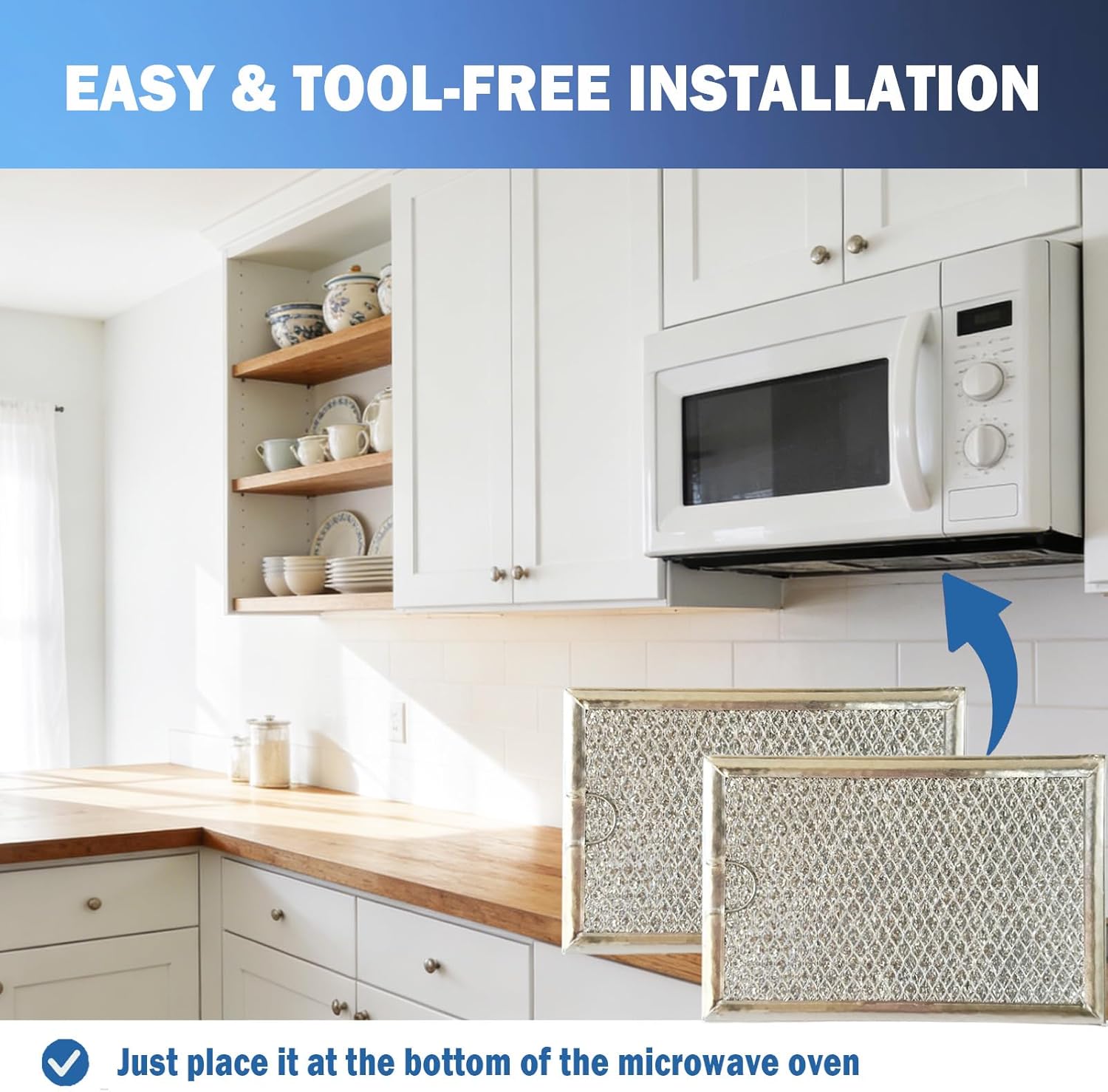 2 Pack Microwave Grease Filter Fit for GE JVM3160DF8BB, JVM3160RF8SS, JVM3160DF8WW, JVM3160DF8CC, JVM1540SM1SS, JVM1540SM2SS Microwave Replacement Part