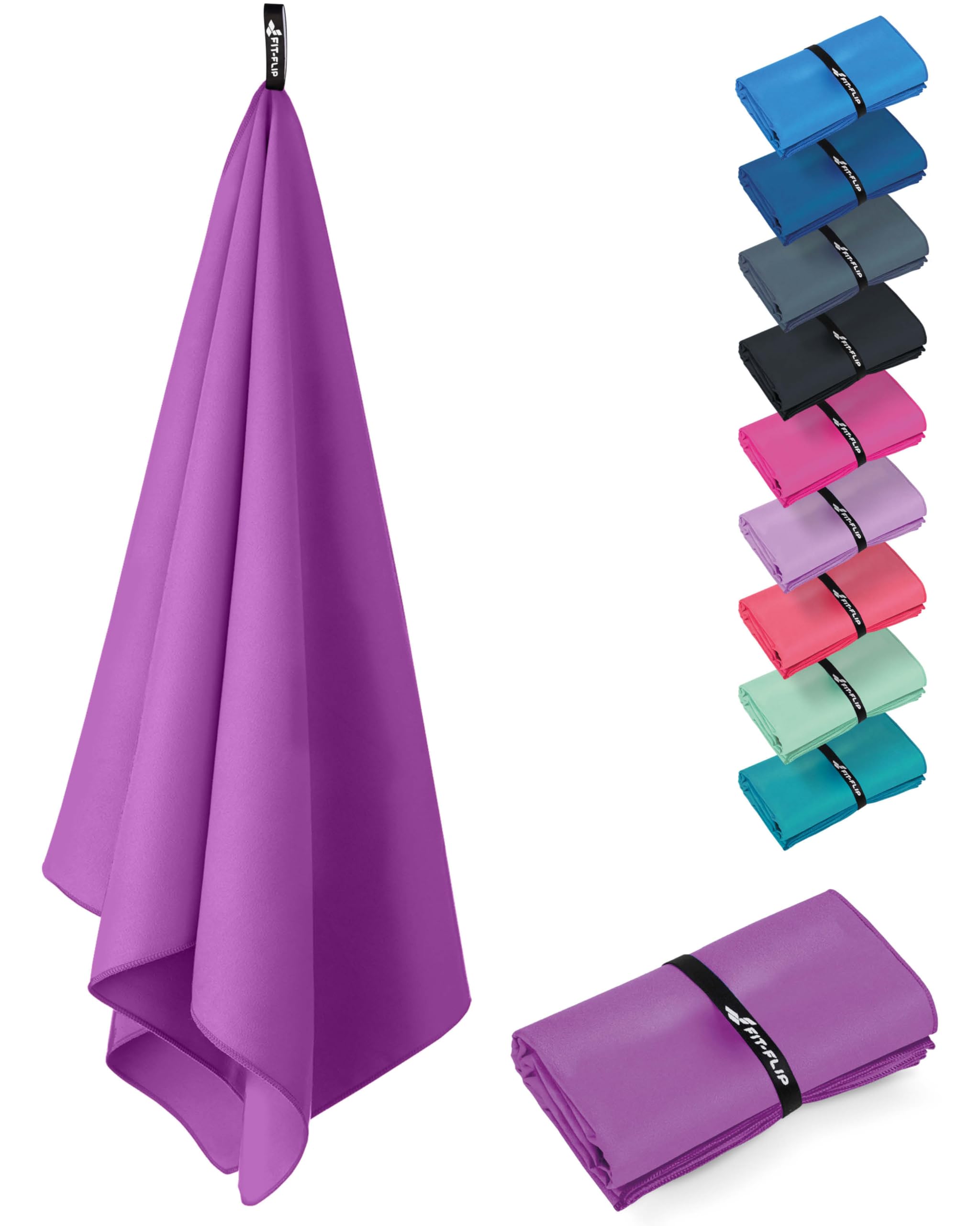 Fit-Flip Microfaser Handtücher - kompakt und leicht – für Reisen, Sport und Strand - Mikrofaser Handtuch schnelltrocknend – als Sauna und Badetuch groß (1x 160x80cm, Ultra Violet)