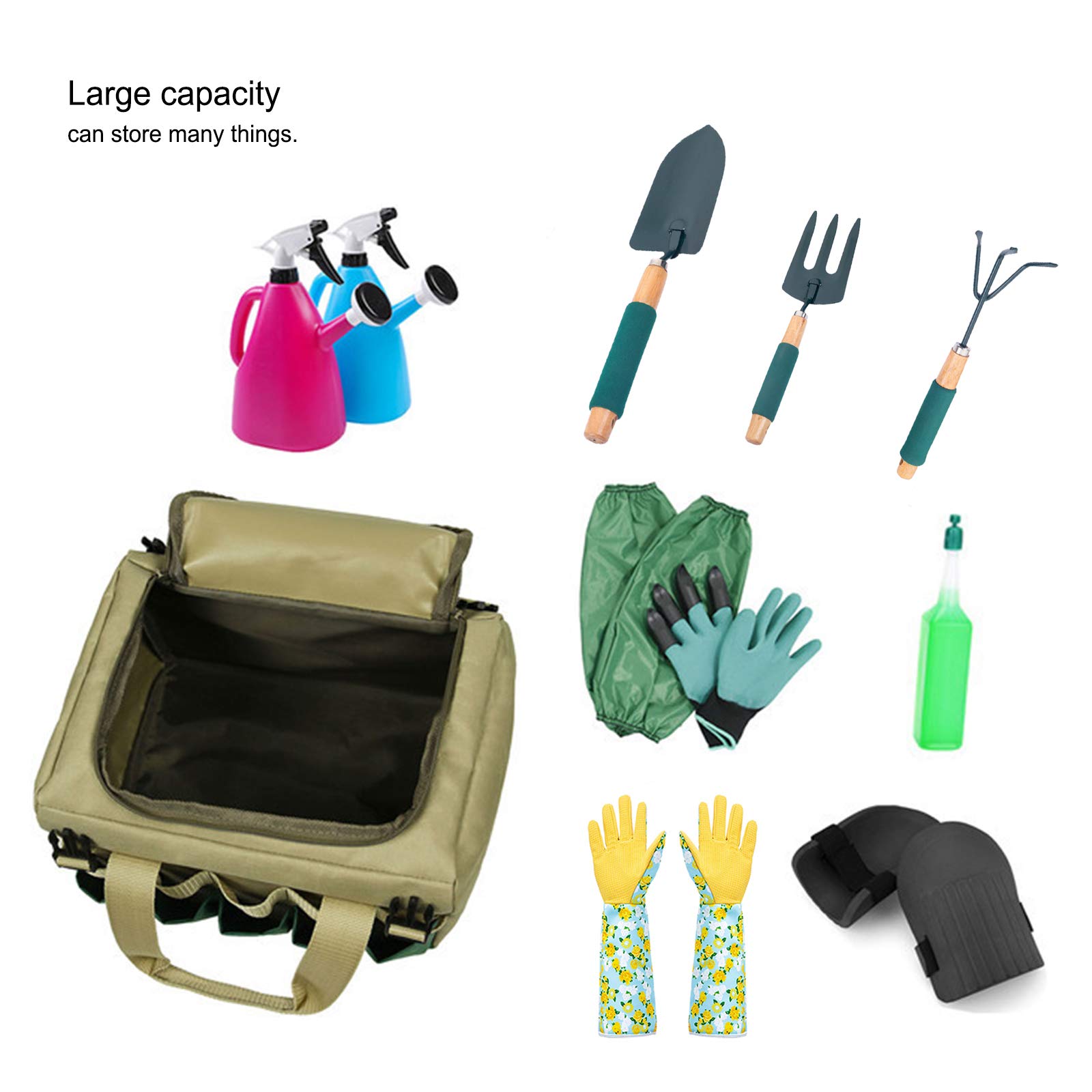 Haofy Tabouret Pliant pour Jardin, Camping, Siège Portable Robuste avec Tissu Oxford 600D, Kaki, Vert foncé, pour Le Travail dans la Cour, la Pêche, la Randonnée, Les Activités de