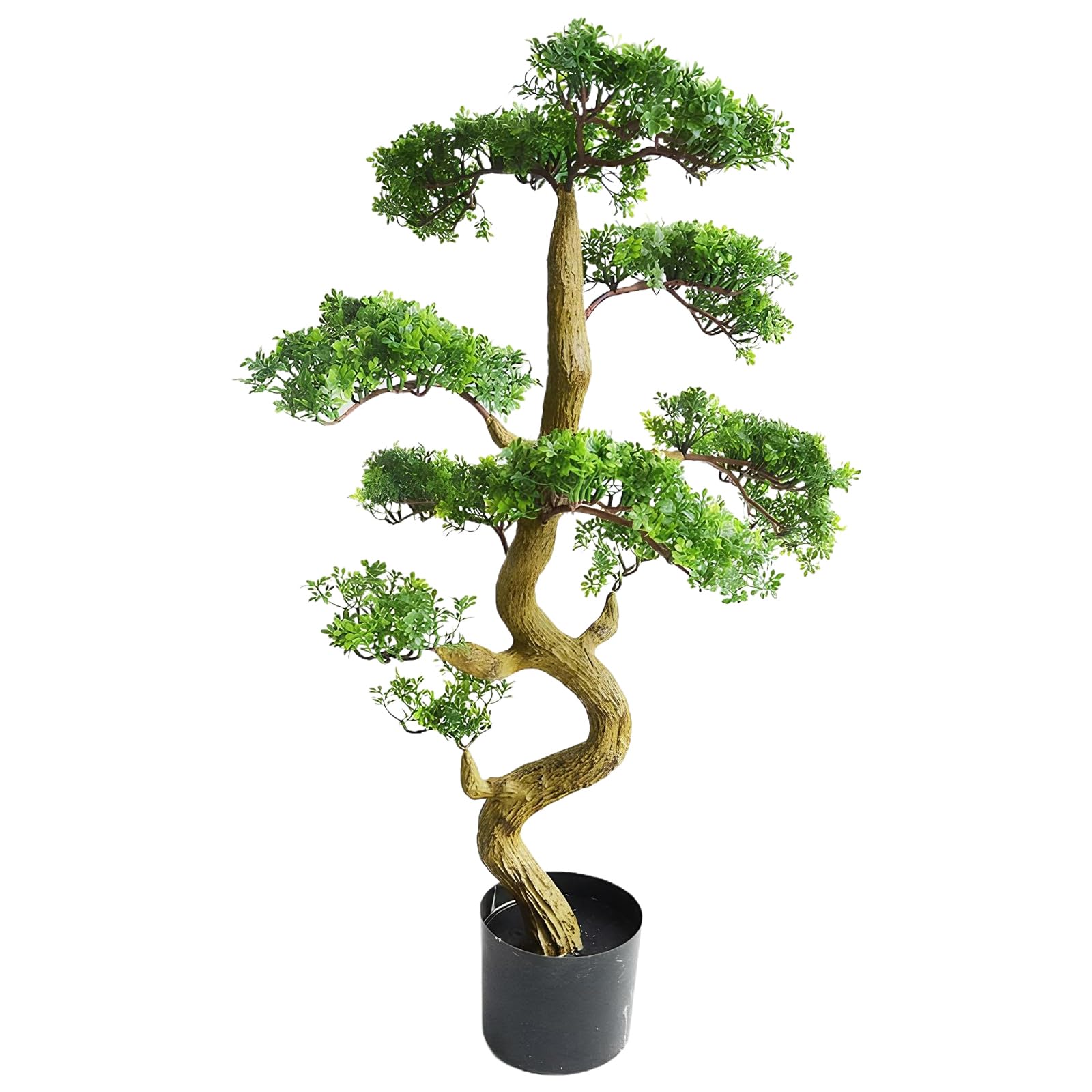 85cm Artificial Pine Bonsai Tree in Weighted Pot, UV-Resistant Faux Plant with Realistic Wood-Grain Trunk, Low Maintenance Indoor Greenery for Living Room Office