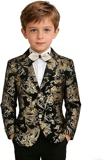 Lycody Boys Velvet Blazer Kid Toddler Tuxedo Suit Jacket
