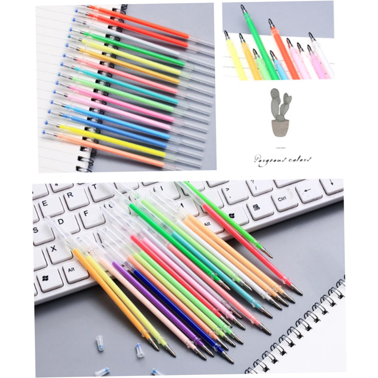 Ciieeo 2pezzi Ricariche Per Penne Gel Colorate Glitter Neon e Pastello Per Colorare Artigianato Doodle e Scrapbooking Inchiostro Resistente e Sicuro