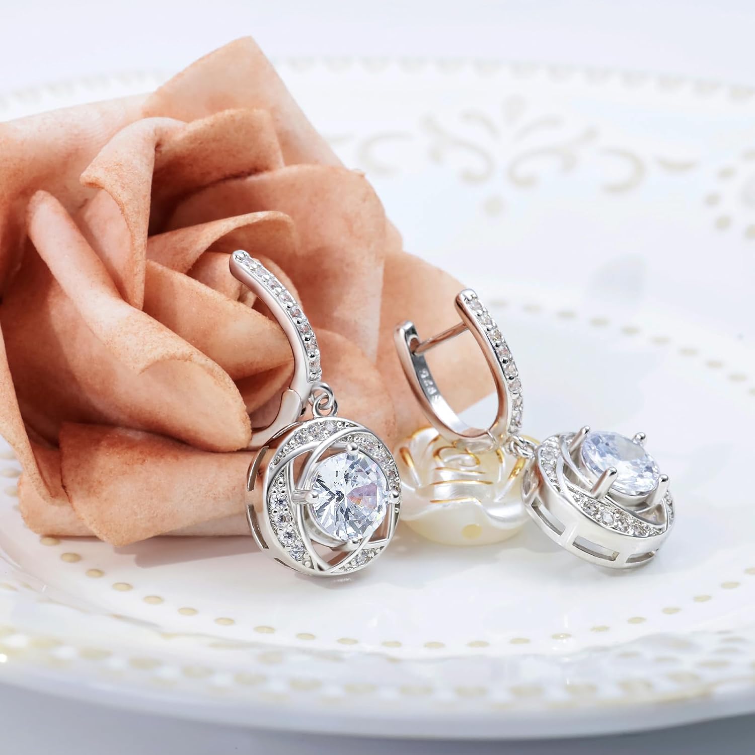 Sterling Silver Dangle Hoop Earrings Charms Hypoallergenic Fashion Jewelry Dainty Birthday Gift - Image 4