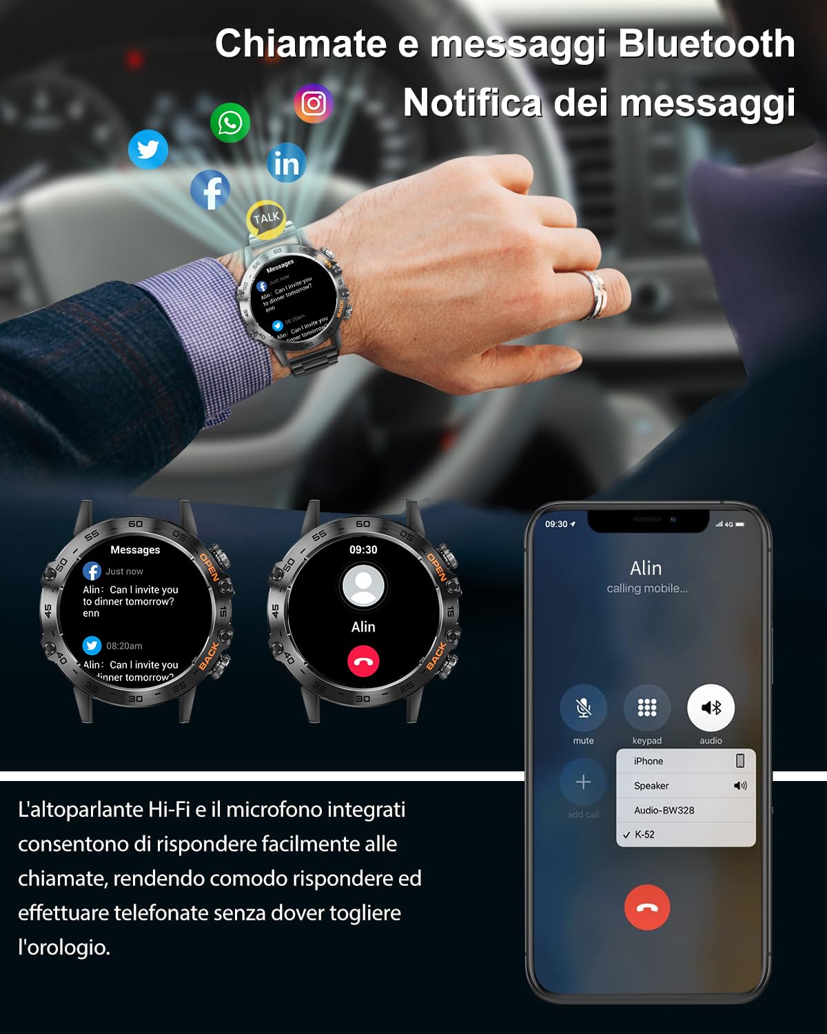 Smartwatch militare in metallo da uomo, 1.39 "HD Screen Tattico Outdoor Rugged Watch con Health Monitor, 108 Modalità Sportive Activity Tracker Smart Watch per iPhone Andriod Samsung