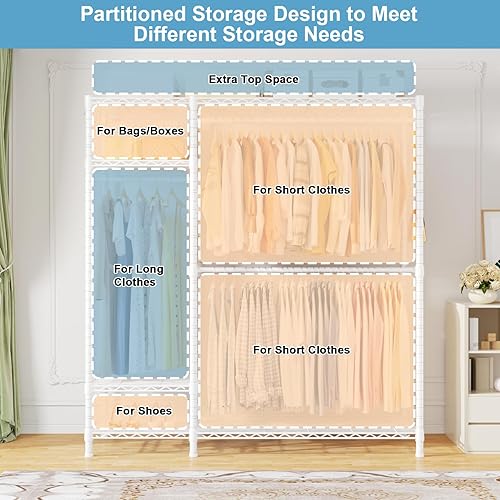 Miniatura 4 de Ulif F7 - Perchero de ropa resistente, perchero para colgar ropa, 6 niveles, estante de almacenamiento portátil independiente para armario, 58