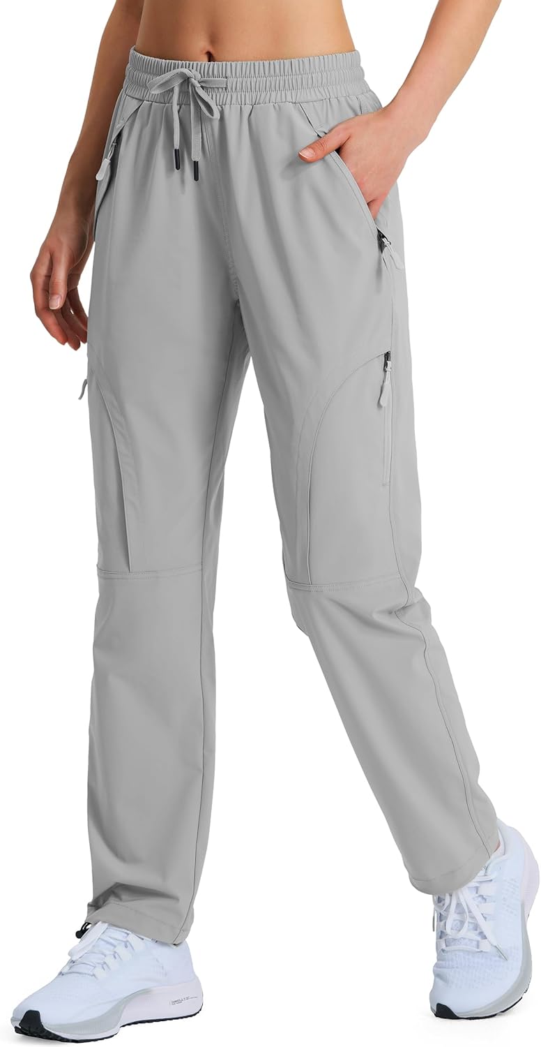 Hugut Women's Hiking Pants Quick Dry Lightweight Cargo Pants UPF 50 Water Resistant Zipper Pockets Golf Travel Work Camping