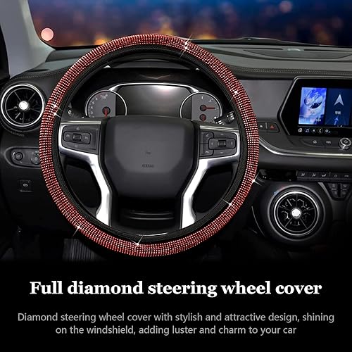 Miniatura 4 de Funda brillante para volante, protector de volante de diamantes de cristal para mujeres y niñas, accesorios de decoración de diamantes de imitación