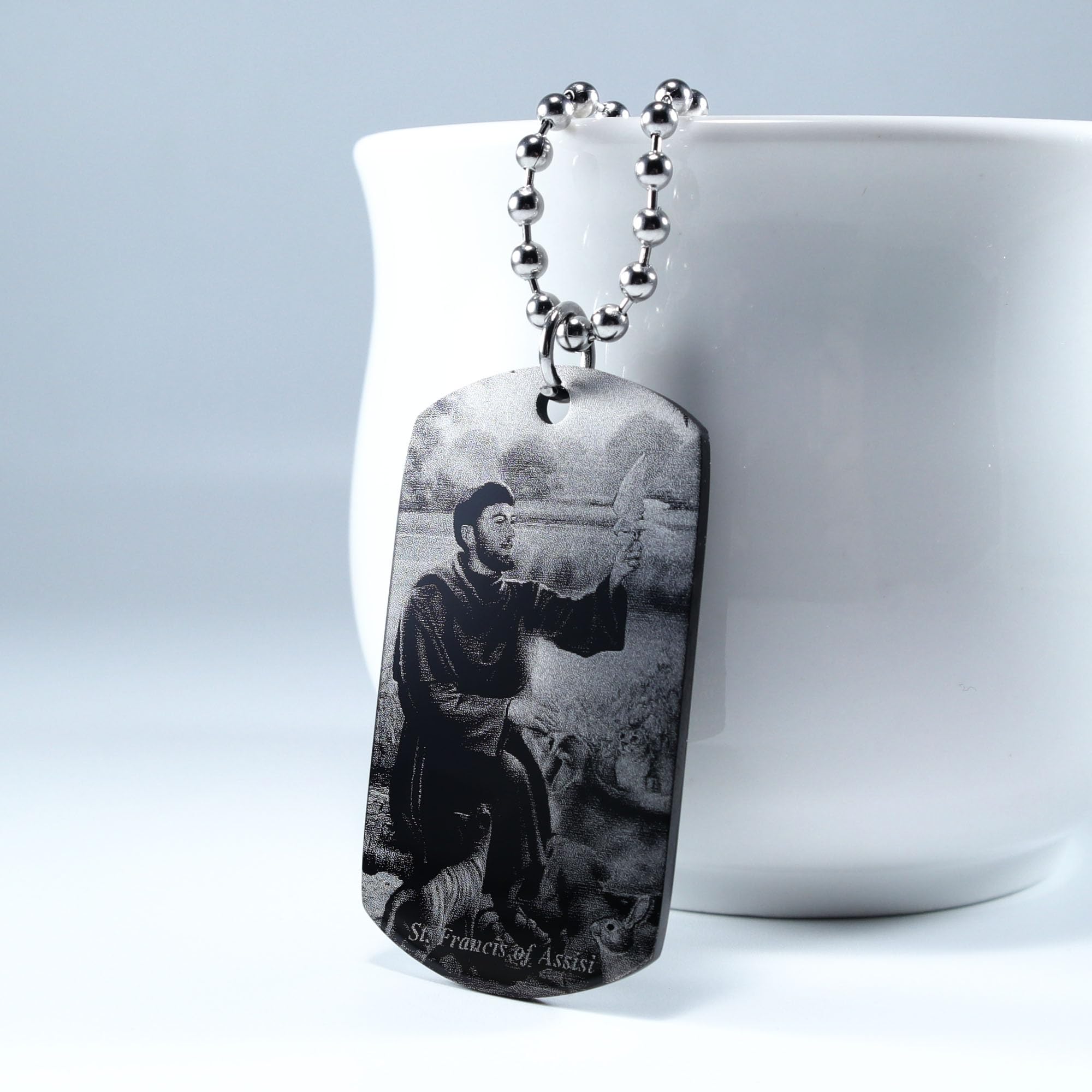 FAYERXL Scripture Baptism Holy Bible Verse Dog Tag Necklace,Engraved Catholic Christian Communion Confirmation Rite Religious Gift (Prayer for the Loss of your pet)