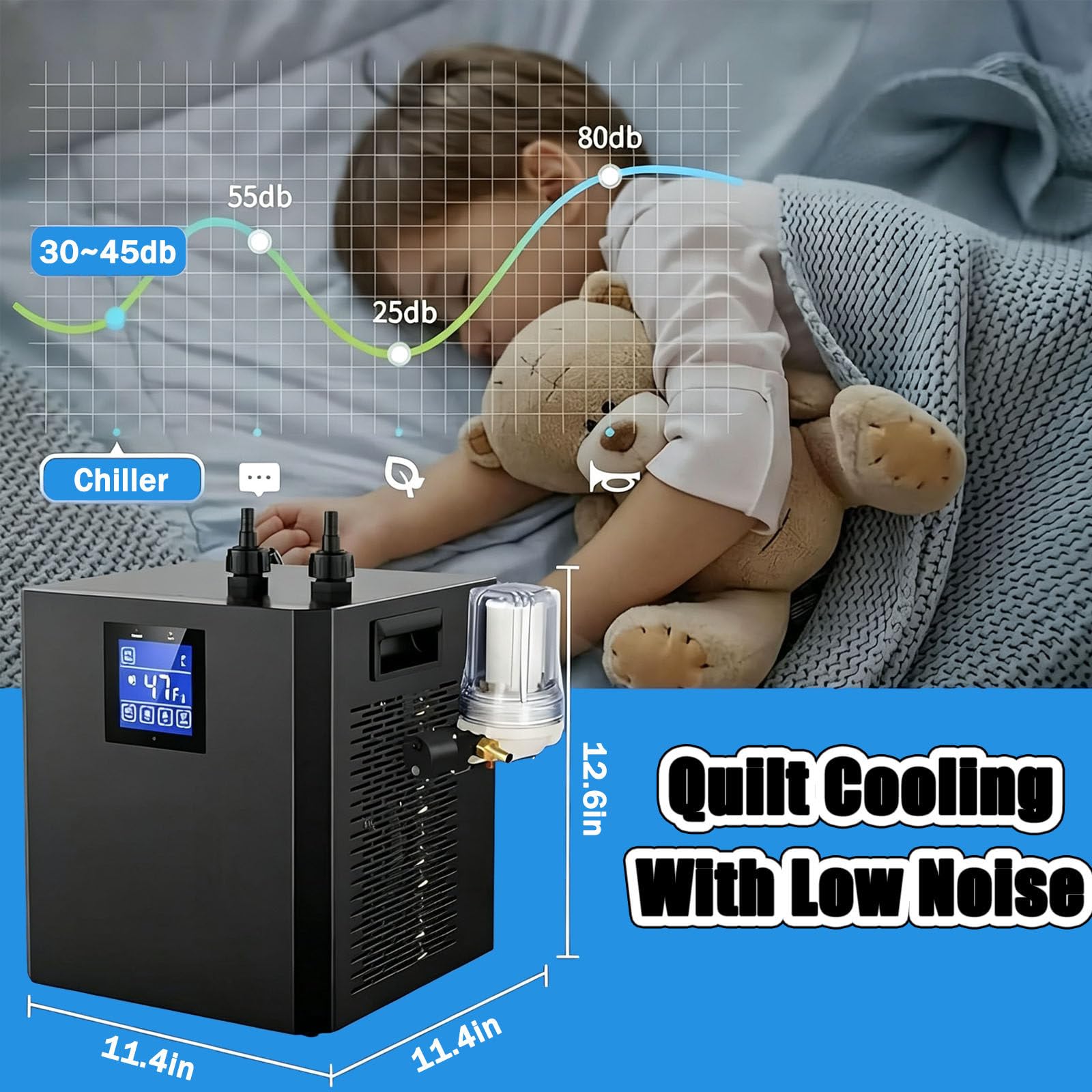 Enfriador De Agua para Bañeras De Inmersión Fría con Pantalla LED, Bomba, Control Remoto,Enfriador De Agua para Baños De Hielo para Recuperación Y Terapia Muscular En El Hogar Dualpump