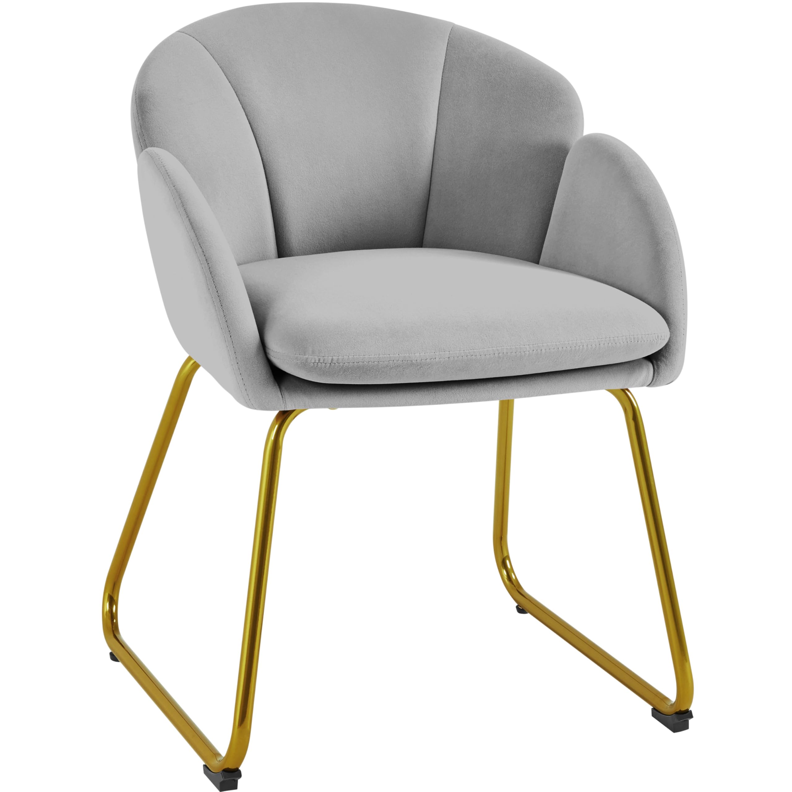 Yaheetech Poltroncina Camera da Letto Salotto Poltrona Soggiorno Imbottita Alta Moderna Ergonomica in Velluto con Schienale Circolare Braccioli Gambe in Metallo Portata 136 kg Grigio