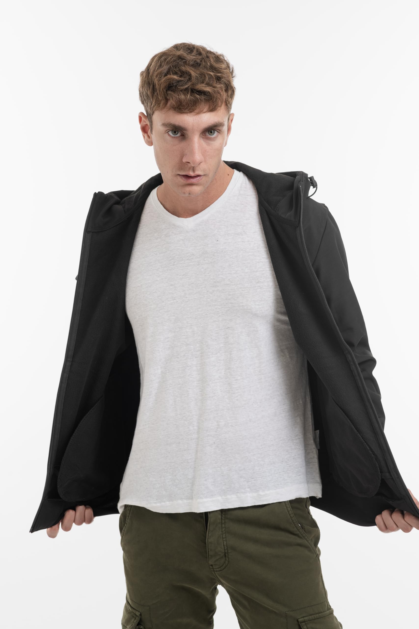 TONY BACKER Giacca Jacket Uomo In Softshell Impermeabile Antivento con Cappuccio Giubbotto Caldo Per Trekking Casual 6860