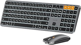 ProtoArc Backlit Bluetooth Keyboard and Mouse for Mac, KM100-A Full Size Wireless Keyboard Mouse for Mac, Multi-Device Rechargeable for MacBook Pro/Air, iPhone, iPad, Space Gray