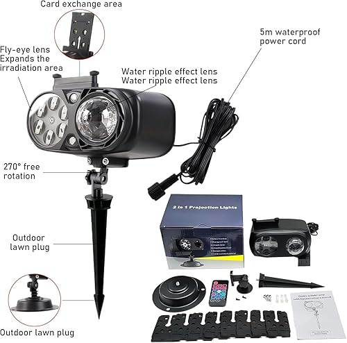 Miniatura 3 de Proyectores navideños mejorados 2025, luces de proyector de decoraciones de Halloween más brillantes, proyector de Navidad con 10 diapositivas