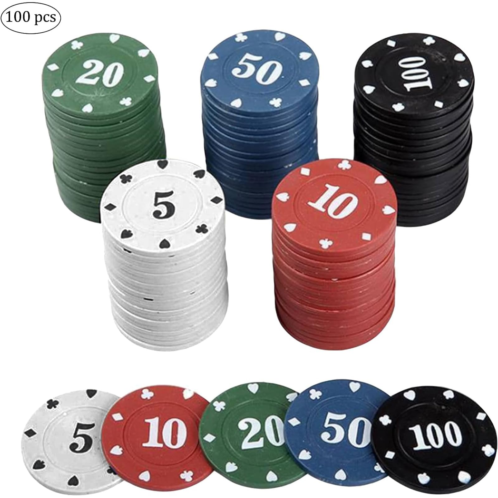 Set Fiches Poker 100 Pezzi Fiches Poker Plastica Fiches Poker Colorate Chip Poker Blackjack Poker Fiches Casinò Chip Gioco Casinò con Scatola per I Giochi Da Tavolo Del Casinò In Casa Delle Feste