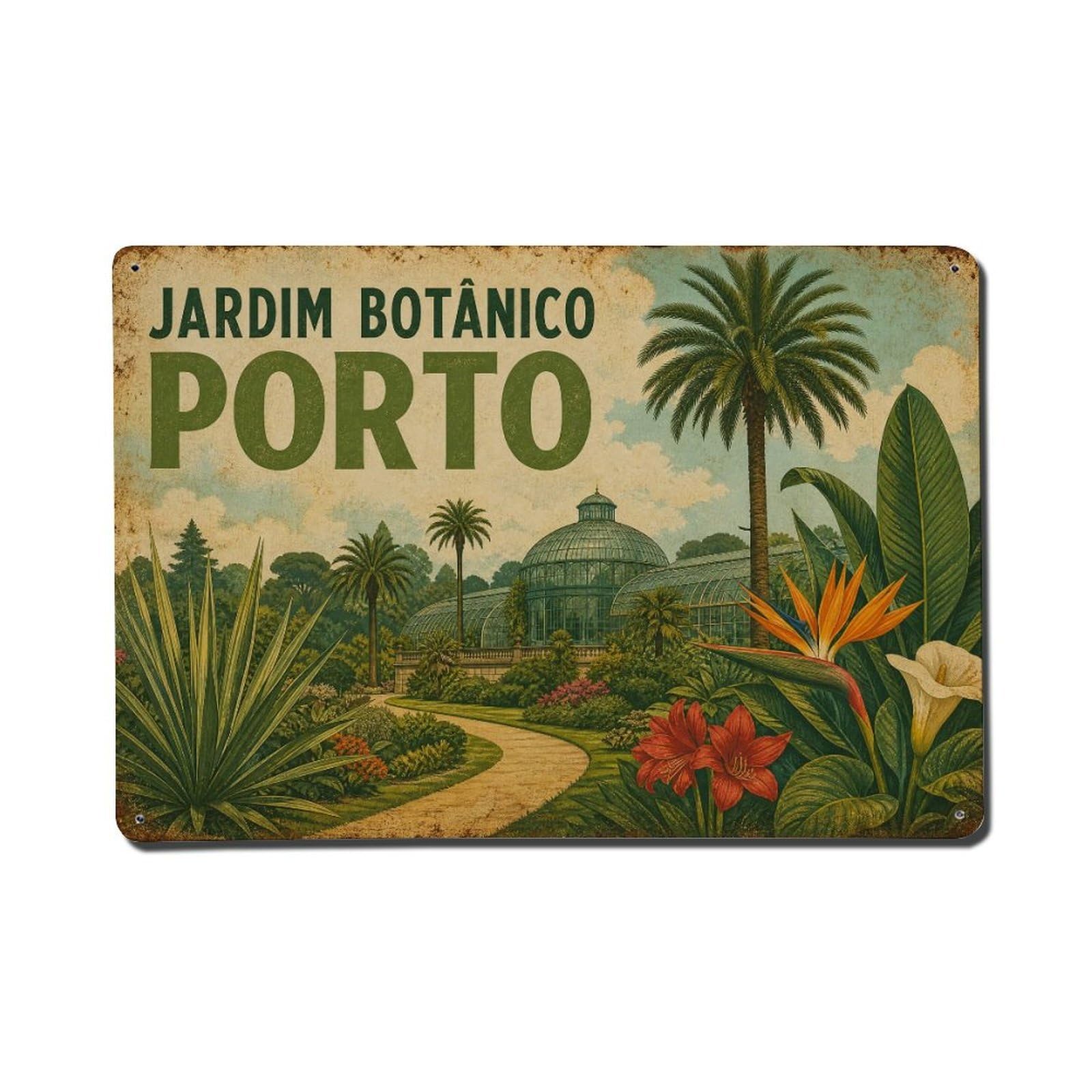 Yrnq 08X12inch Vintage Style Vintage Jardim Botanico Plant Garden Portugal Metal Tin Sign