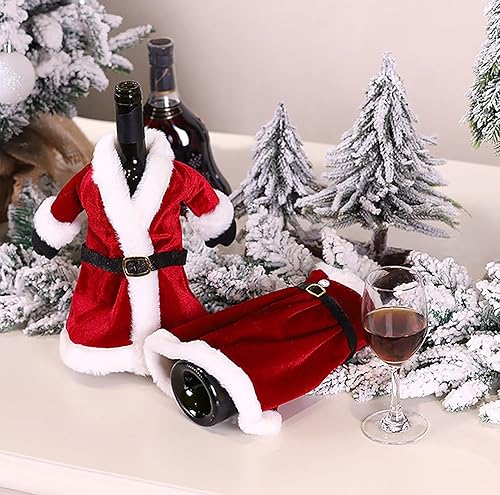 Miniatura 4 de nezababycos 2 fundas para botellas de vino de Navidad, suéter de Papá Noel, abrigo de punto, decoraciones de botellas de vino, bolsas reutilizables