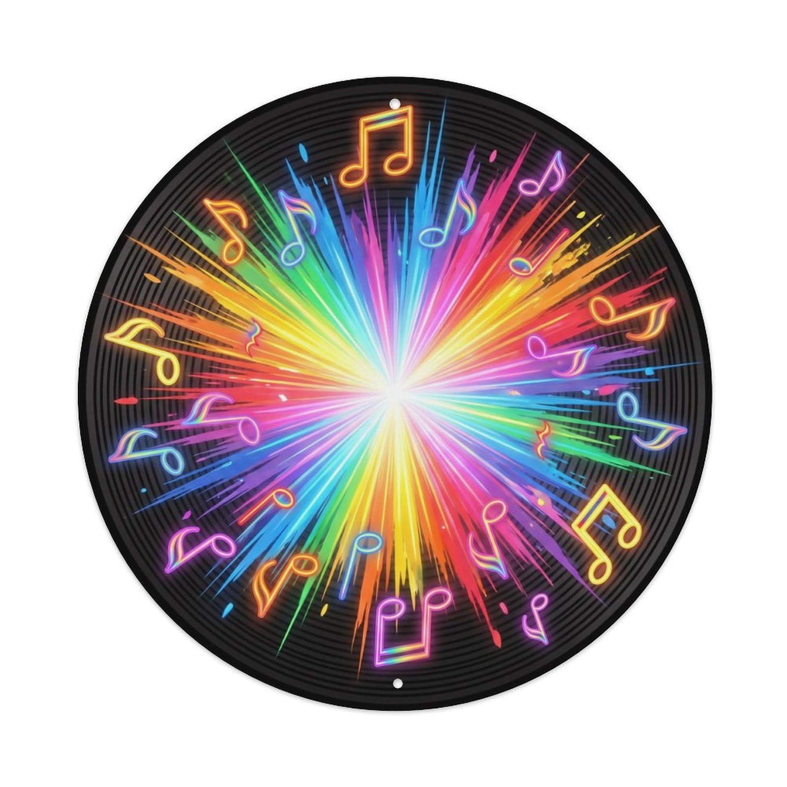Colorful Music Vinyl Records Intense Rainbow Burst Metal Tin Sign