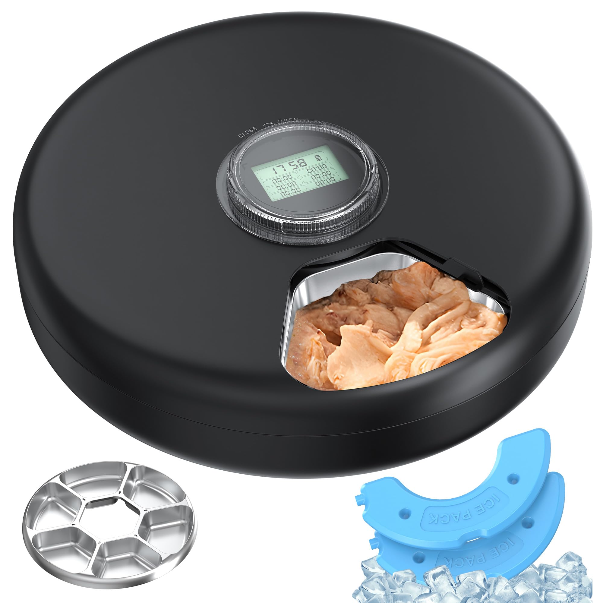 Dispenser Crocchette Gatto Umido: Distributore Cibo Gatti Automatico - Dosatore Crocchette per Gatti senza Fili - Distributore di Cibo per Cani Timer - con Ciotola in Acciaio Inossidabile