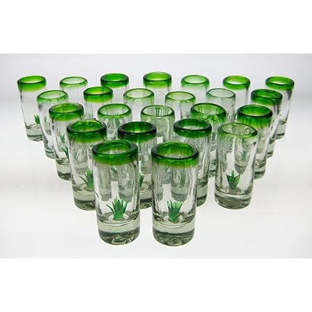 Mexican Shot Glasses, 24 Agave Cactus 
